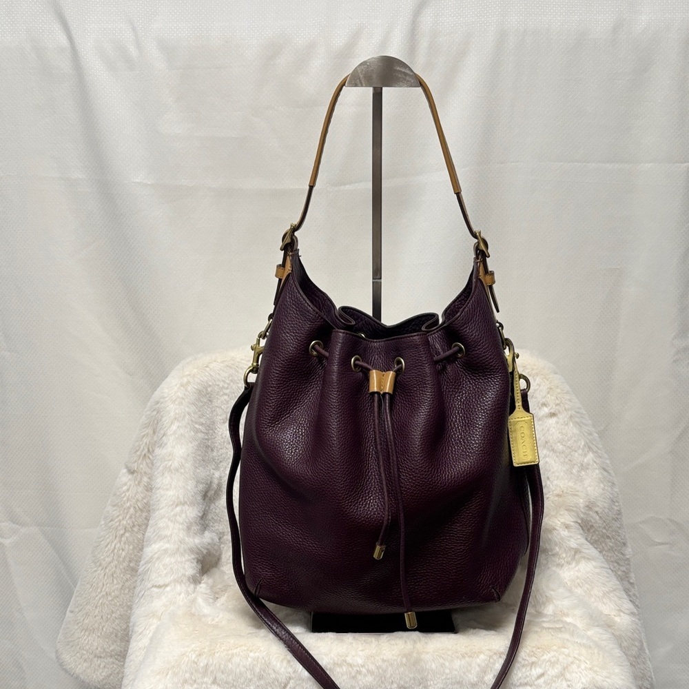 Coach Deep Burgundy Legacy Archival shoulder purse with long strap